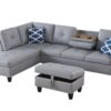 Irine - Faux Leather Sectional Sofa With Ottoman - Gray - Image 2