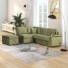 Sleeper Sofa Bed, 2 In 1 Pull Out Sofa Bed L Shape Couch With Storage Ottoman For Living Room, Bedroom Couch And Small Apartment - Green - Image 3