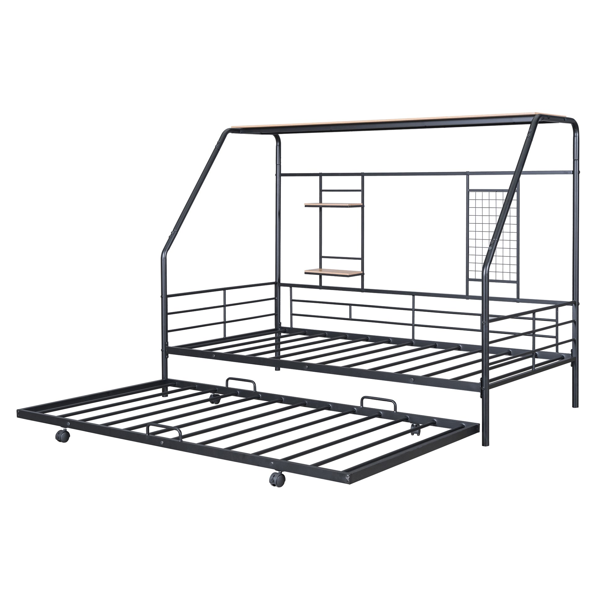 Twin Size Playhouse Design Bed With Trundle - Black - Image 17