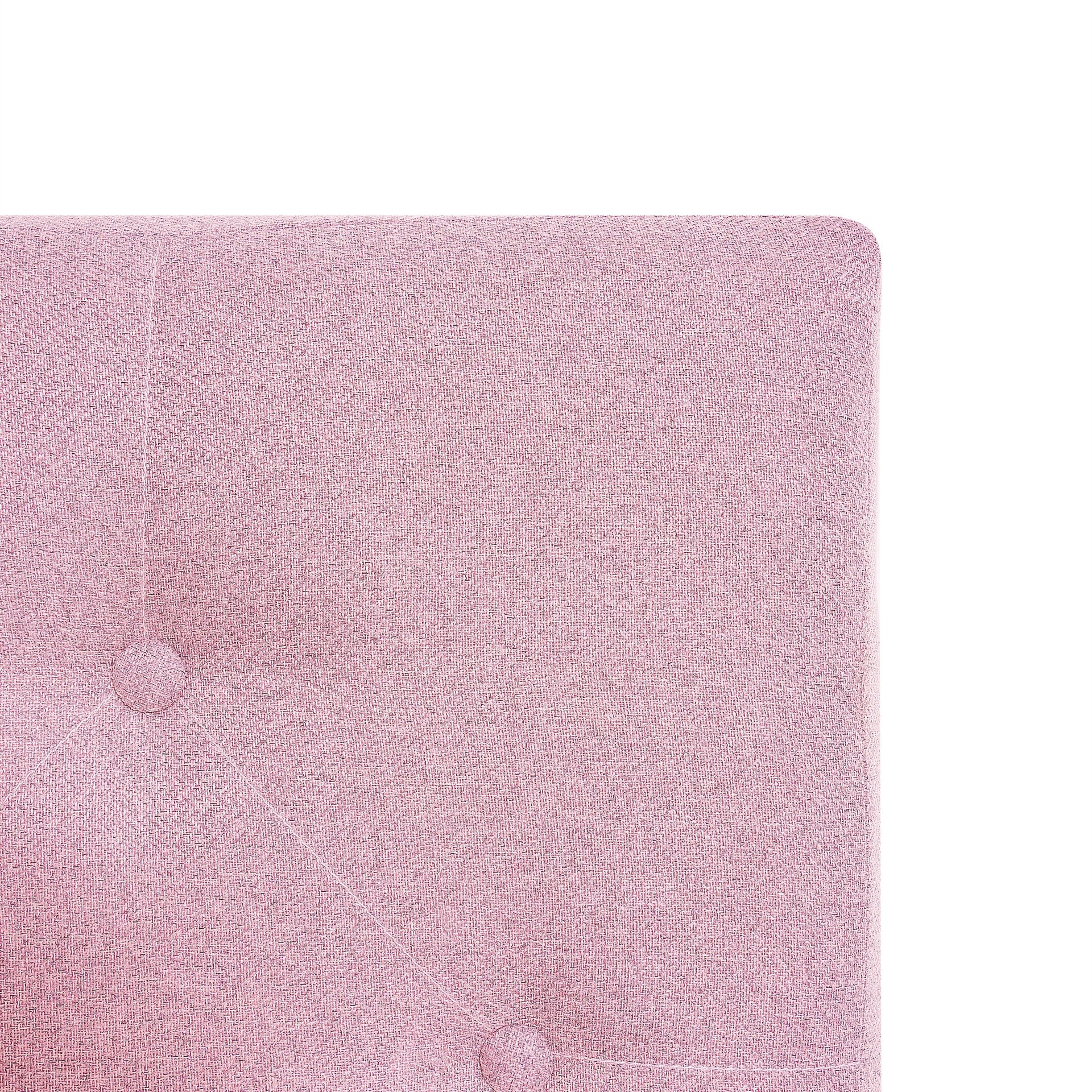 Modern Upholstered Queen Size Platform Bed Frame With Button Tufted Linen Headboard - Pink - Image 10