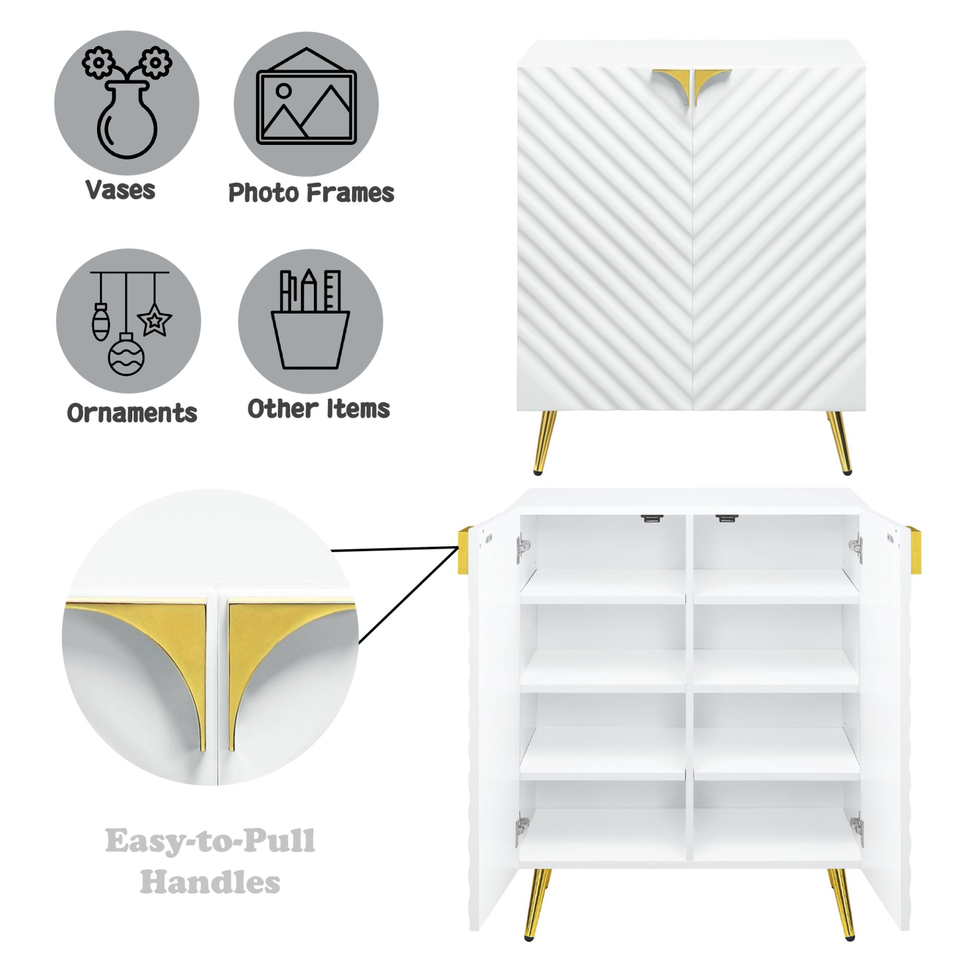 Gaines - High Gloss Console Cabinet - White - Image 2