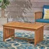 Acacia Wood Outdoor Coffee Table, Rectangular Patio Coffee Table For Outside - Brown Patina - Image 2