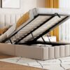 Full Size Upholstered Platform Bed With A Hydraulic Storage System - Beige - Image 11