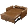 Convertible Sleeper Bed, Adjustable Oversized Armchair With 3 USB Ports For Small Space - Brown - Image 21