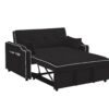 Sofa Bed, 3 In 1 Convertible Sofa Chair Bed, Adjustable Backrest Chair, Chaise Lounge With USB Ports, Cup Holder, Side Pocket - Black - Image 10