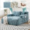 Chenille Interior Lazy Sofa Chaise Lounge Armchair With 3 Pillows And Armrests - Mint Blue - Image 4