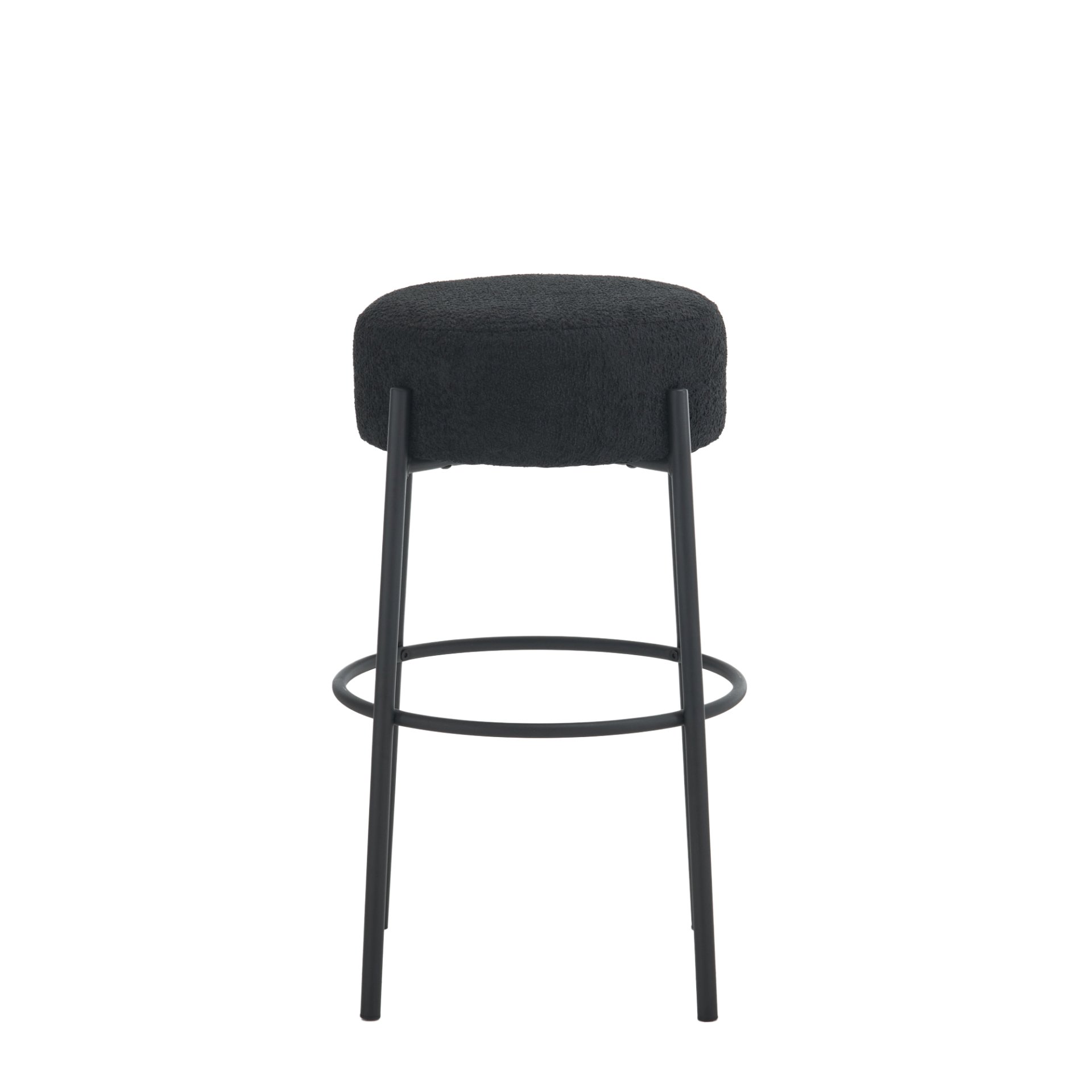 Round High Bar Stools (Set of 2), Contemporary Upholstered Dining Stools For Kitchens, Coffee Shops And Bar Stores - Black - Image 11