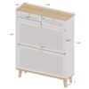 Modern Freestanding Shoe Cabinet With Flip Up Doors And Drawers, Compact Design For Entryway - White Natural - Image 3