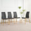 Modern Upholstered Dining Chair (Set of 4) With Gold Plated Metal Legs - Black - Image 4