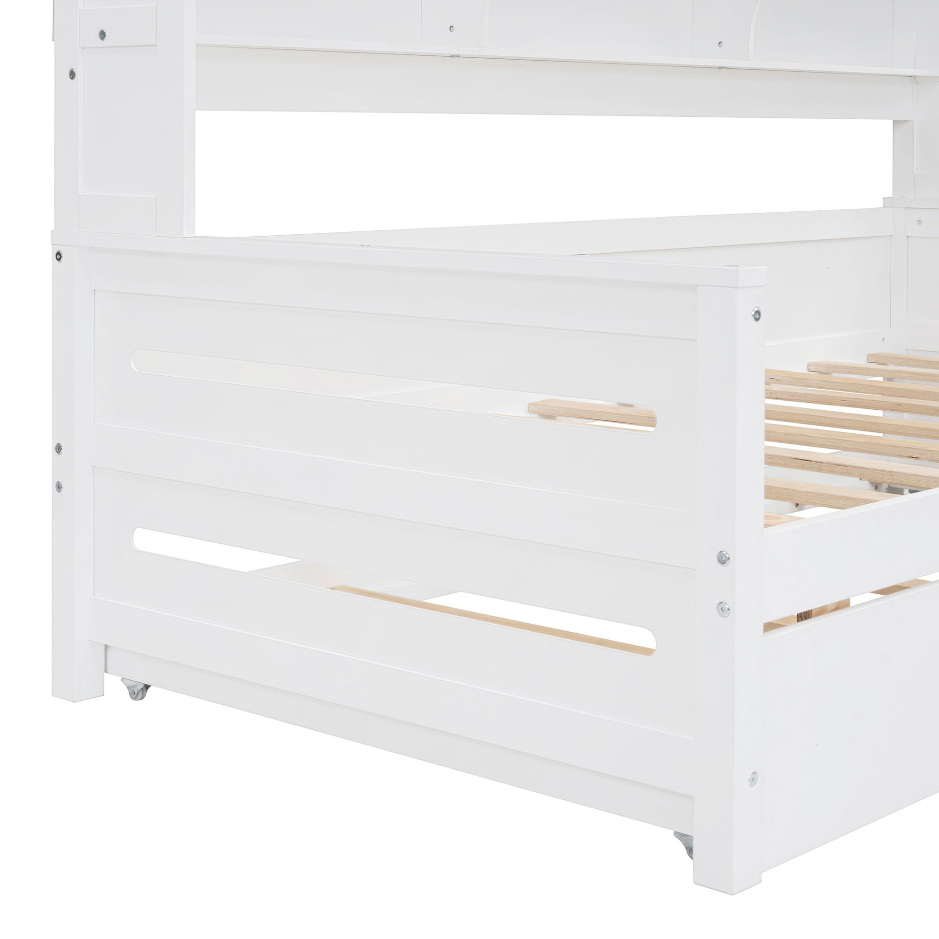 Twin Size Wooden Daybed With Twin Size Trundle, And All In One Cabinet And Shelf - White - Image 14