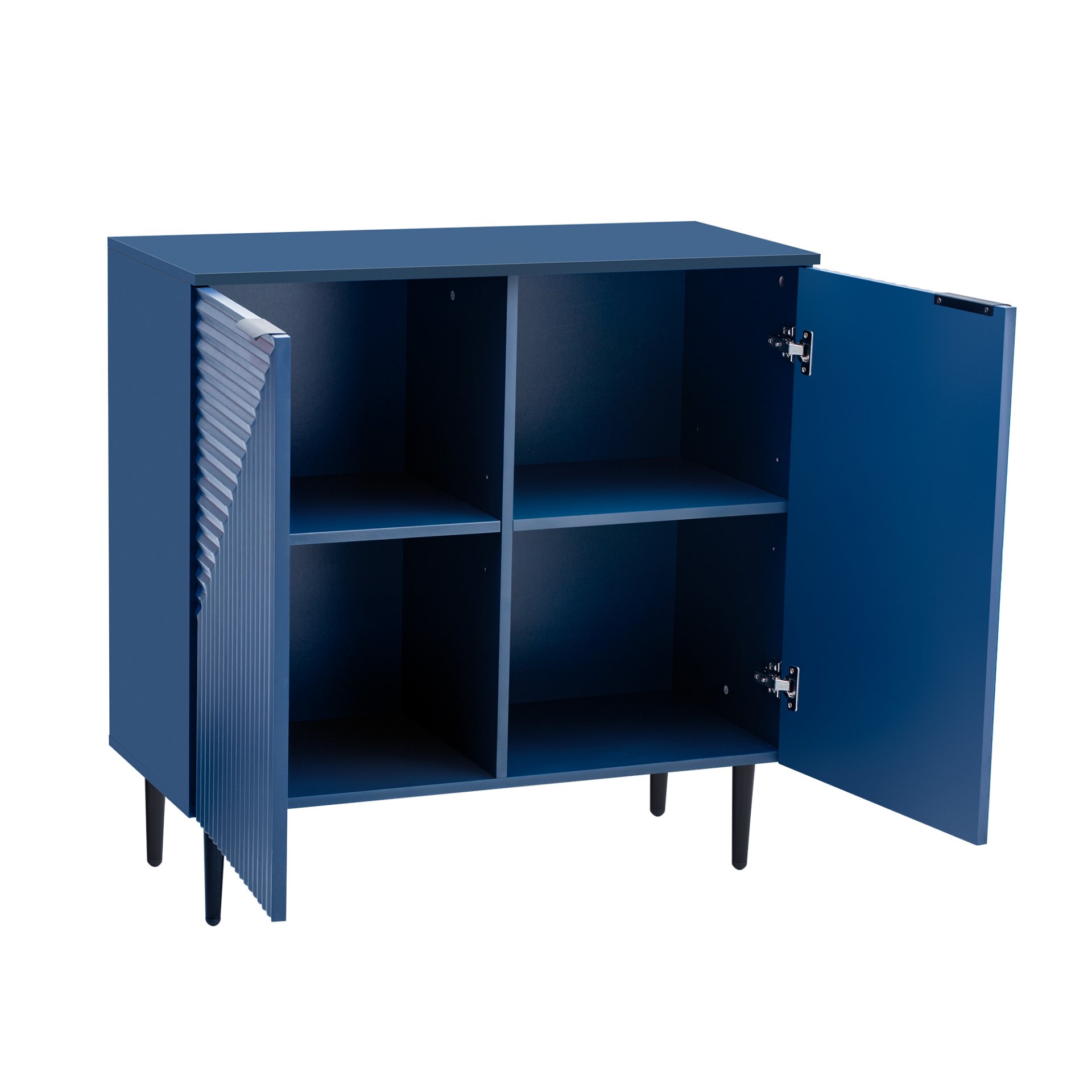 Side Cabinet With Adjustable Shelves And Geometric Door Panels - Navy Blue - Image 6