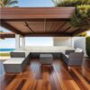 11 Piece Patio Wicker Conversation Set, 10 Seater Patio Sectional Set With 3 Storage Box Under Seat - Brown / White - Image 5