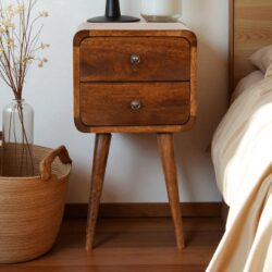 Mini Curved Nightstand - Beige Brown