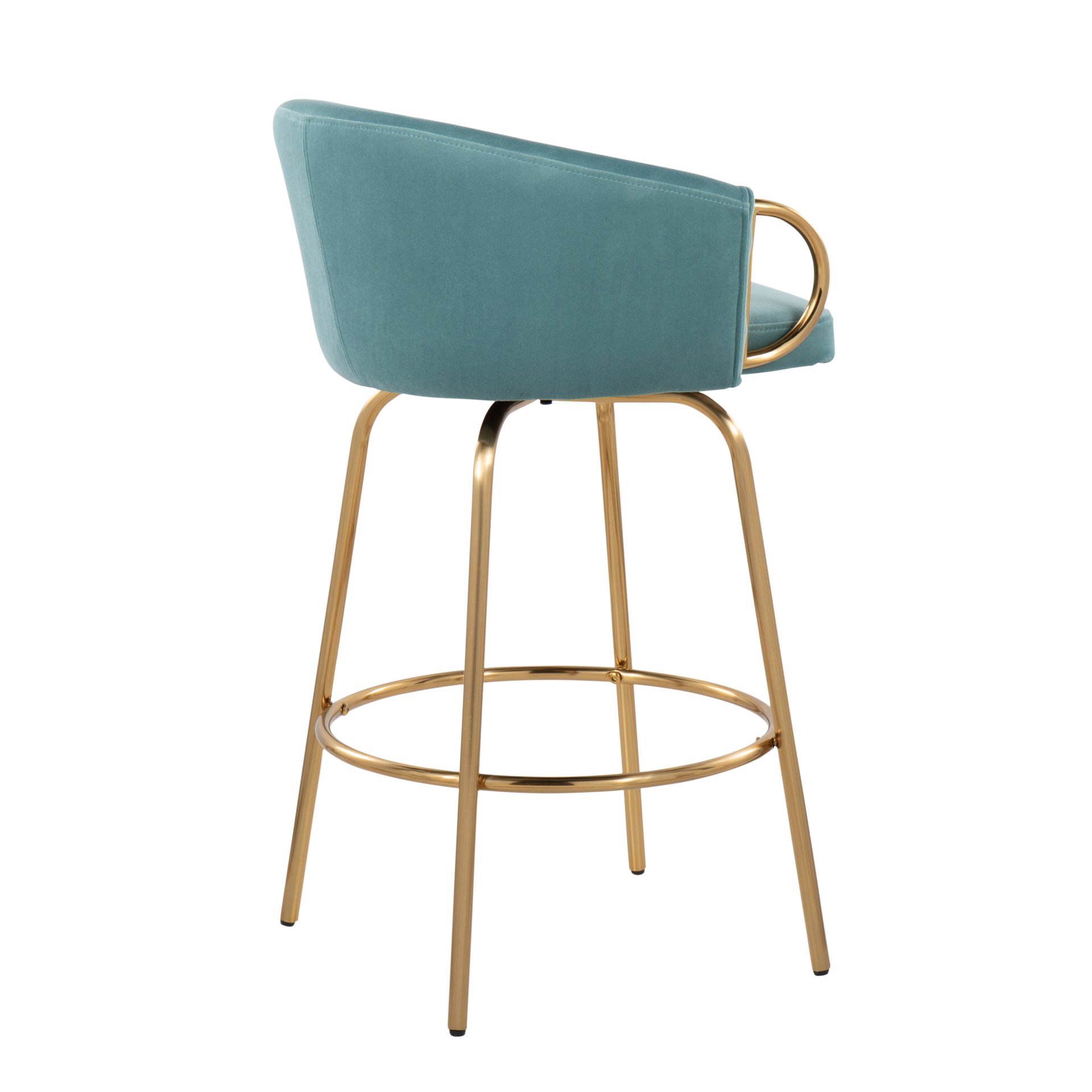 Claire - Contemporary / Glam Counter Stool (Set of 2) - Gold / Light Blue - Image 4
