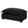 Modern Armchair Sofa Cozy Upholstered Sofa Chair With Movable Ottoman Chenille, Wide Seat & Curved Armrests - Black - Image 17