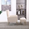 Modern Accent Chair With Ottoman, Comfy Armchair For Living Room, Bedroom, Apartment, Office - Beige - Image 7