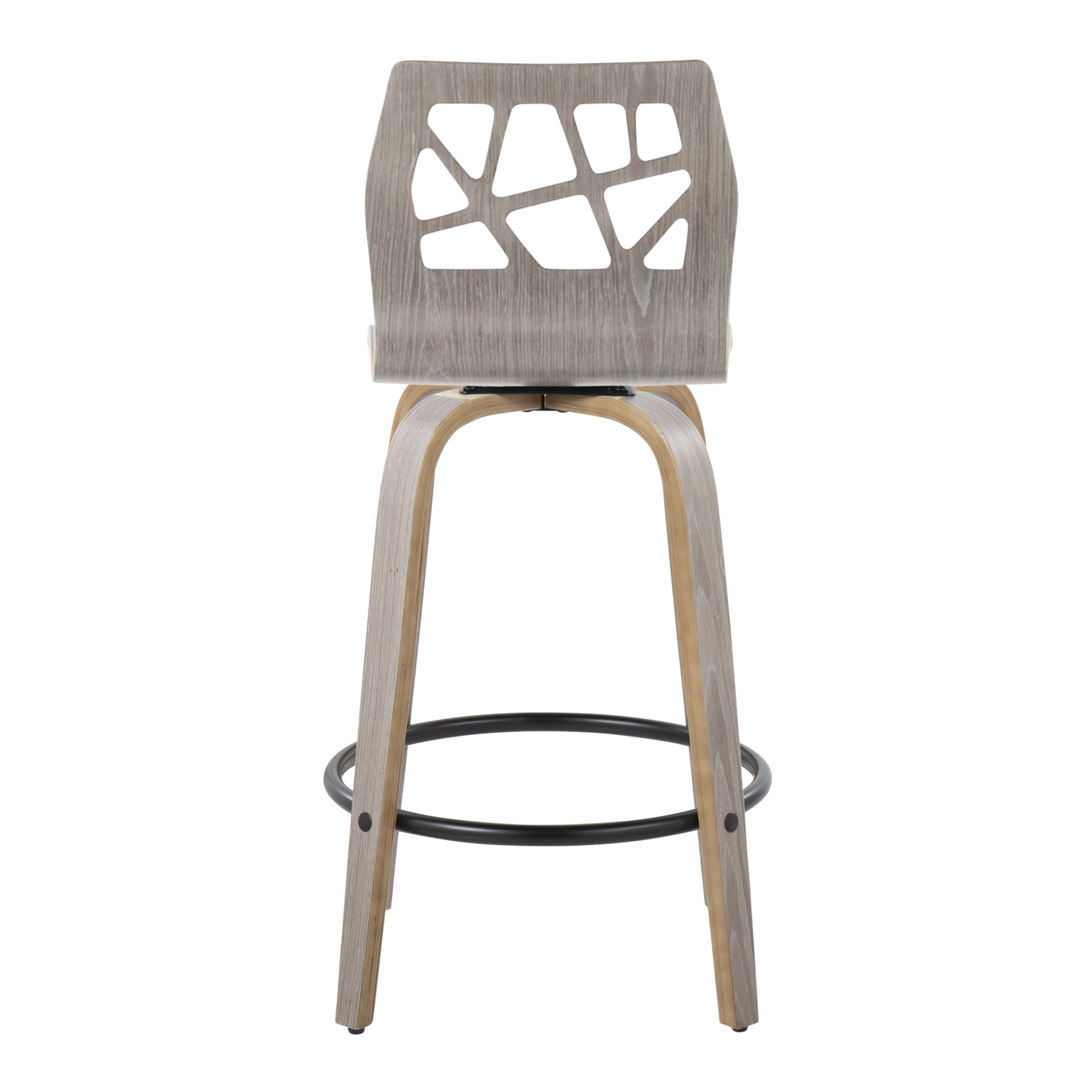 Folia - Contemporary Fixed Height Counter Stool With Swivel With Round Footrest (Set of 2) - Light Gray - Image 5