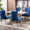Nikki - Modern, High-End Tufted Solid Wood Contemporary Velvet Upholstered Dining Chair With Chrome Stainless Steel Plating Legs, Nailhead Trim, (Set of 2) - Blue / Chrome - Image 19