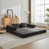 Convertible Floor Sofa Bed With Fixed Shape Frame, Loveseats Boneless Modular Sectional, For Living Room - Black - Image 16