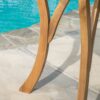 Outdoor Square Table With Curved Legs And Perpendicular Wooden Slats Table Top - Teak - Image 8