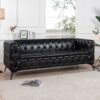 Square Arm Removable Cushion 3 Seater Sofa - Black - Image 2