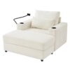 Modern Style Armchair Chaise Lounge Sofa Couch With Movable Storage Ottoman, USB Ports, Cup Holders, Phone Holder Chenille - Beige - Image 17