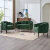 3 Piece Living Room Set, Loveseat & Accent Chairs - Green - Image 4