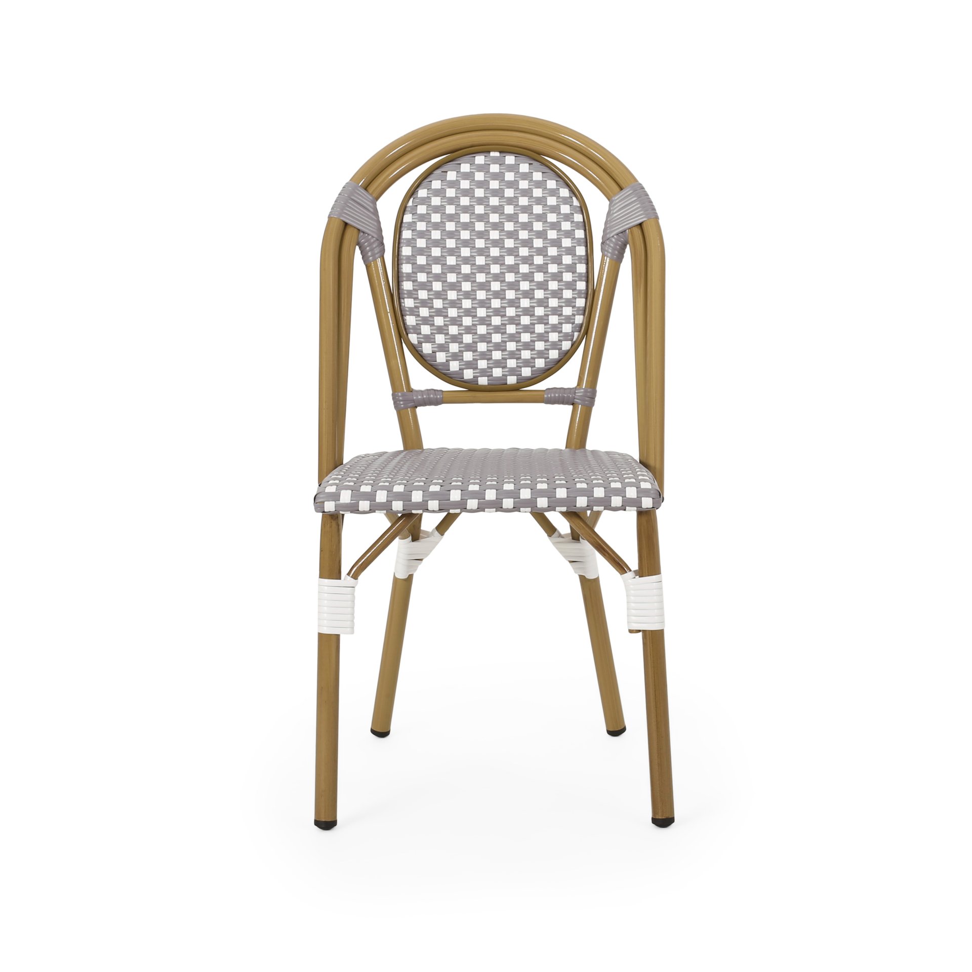 French Bistro Chair Set Outdoor Cafe Style - White / Gray - Image 5
