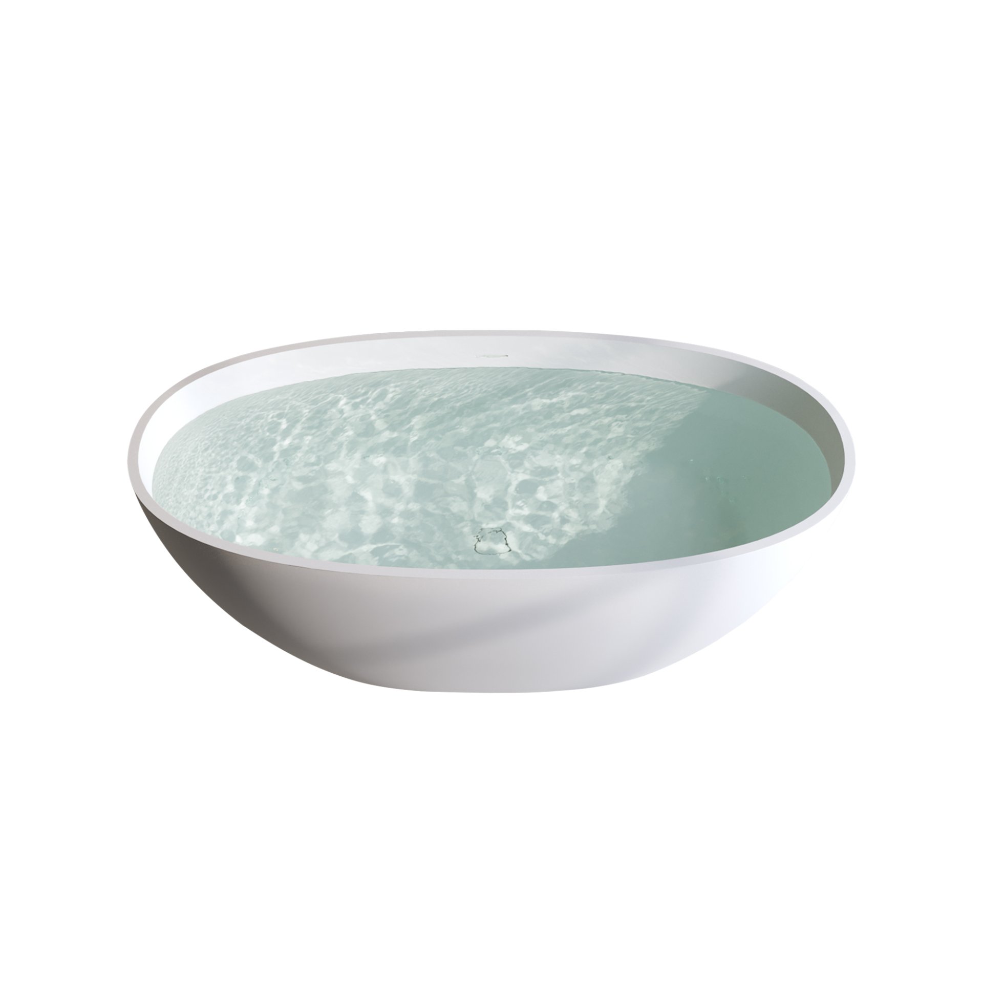 Solid Surface Matte Tub, Solid Surface Soaking Tub, Stone Resin Freestanding Bathtub, Thick Edge Stand Alone Tubs With Overflow, Pop-Up Drain (Oval) - Matte White - Image 10