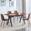 Modern Transferred Leg Backrest Dining Chair And Herringbone Dining Table Set Model Of Elegance And Durability For Home Furnishing - Brown / Walnut - Image 5