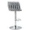 360 Degree Swivel Bar Stools Adjustable Counter Height Bar Chairs With Woven Back & Footrest, Silver Chromed Bar Stools For Kitchen Island (Set of 2) - Gray - Image 6