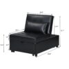 Folding Ottoman Sofa Bed Multi Functional Space Saving Design - Black - Image 3
