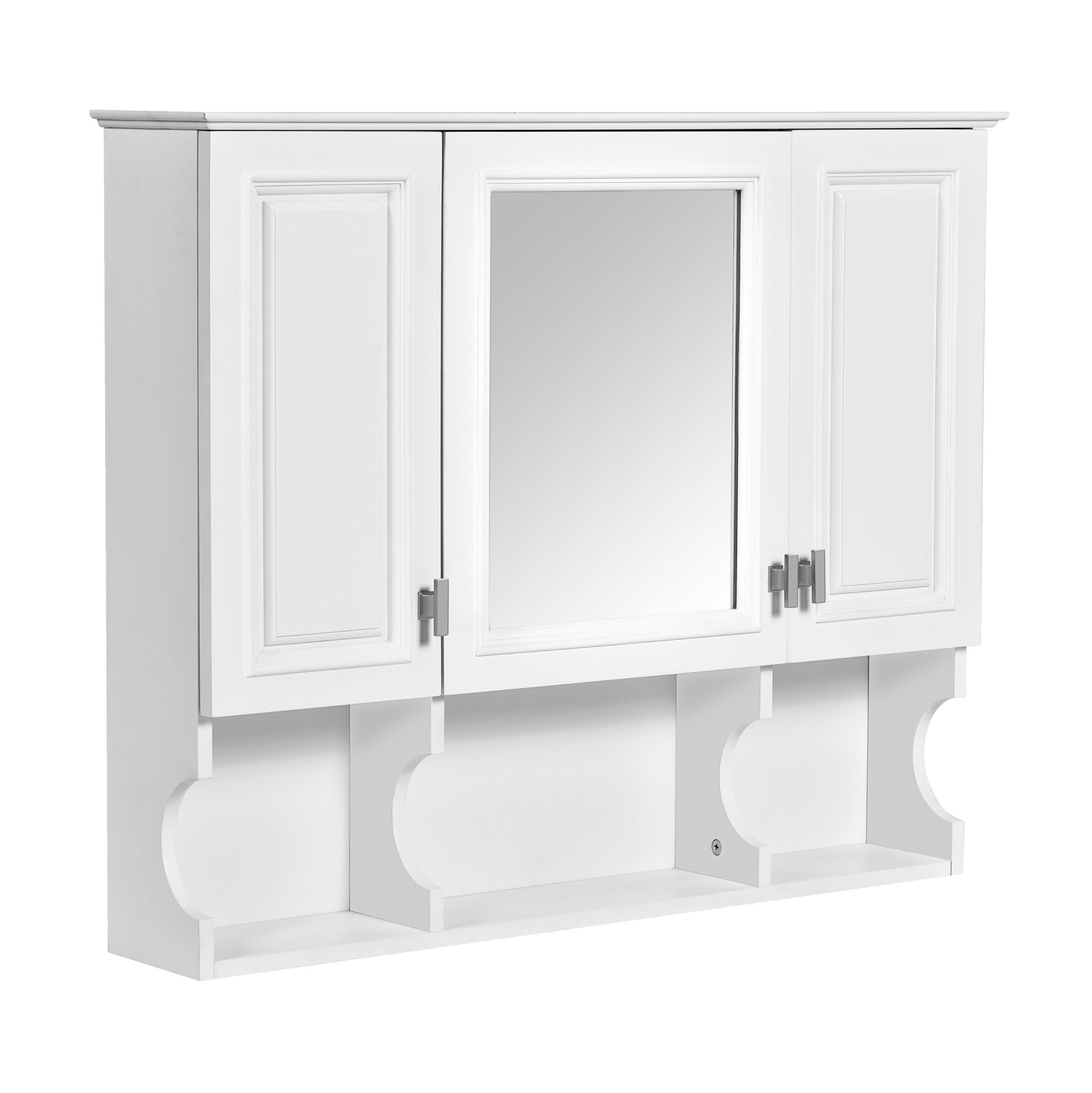 Wall Mounted Bathroom Medicine Cabinet, Modern Bathroom Wall Cabinet With Mirror, Mirror Cabinet With Open Shelves - White - Image 16
