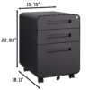 3 Drawer Mobile File Cabinet Under Desk Office, Simple Style Versatile Storage Cabinet For Legal / Letter / A4 Files, 5 Wheel Design Anti-Tilting Cold Rolled Steel Waterproof Moisture-Proof - Black - Image 3
