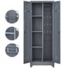 Metal Storage Cabinets, Cleaning Tool Cabinet With Locking Door, Tall Broom Tool Organizer And Storage, Large Storage Cabinet For Kitchen - Gray - Image 2