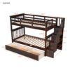 Stairway Twin Over Twin Bunk Bed With Three Drawers For Bedroom - Espresso - Image 8