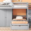 Full Over Twin Bunk Bed With Wardrobe, Drawers - Gray - Image 20