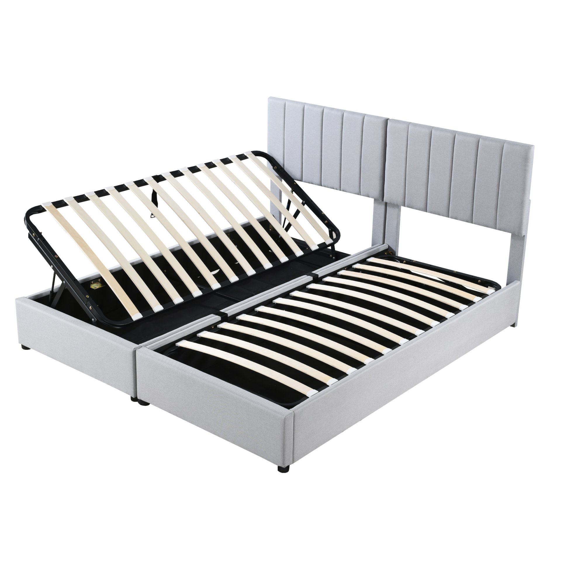 King Size Upholstered Platform Bed With A Hydraulic Storage System - Gray - Image 12