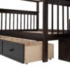 Full Over Full Stairway Bunk Bed With Drawer, Storage And Guard Rail For Bedroom - Espresso - Image 8