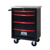 4 Drawer Multifunctional Tool Cart With Wheels, Metal Rolling Tool Cart Storage For Garage Workshop Warehouse Repair Shop With Stainless Steel Roof - Black / Red - Image 12
