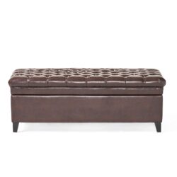 Cancia - Wide Tufted Rectangle Storage Ottoman - Brown