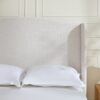 Hannah - King Upholstered Wingback Bed Size, Tall Headboard Upholstered King Bed, Premium Textured Canvas Chenille Look, Minimalist Designs, No Box Spring Needed - Ivory - Image 7