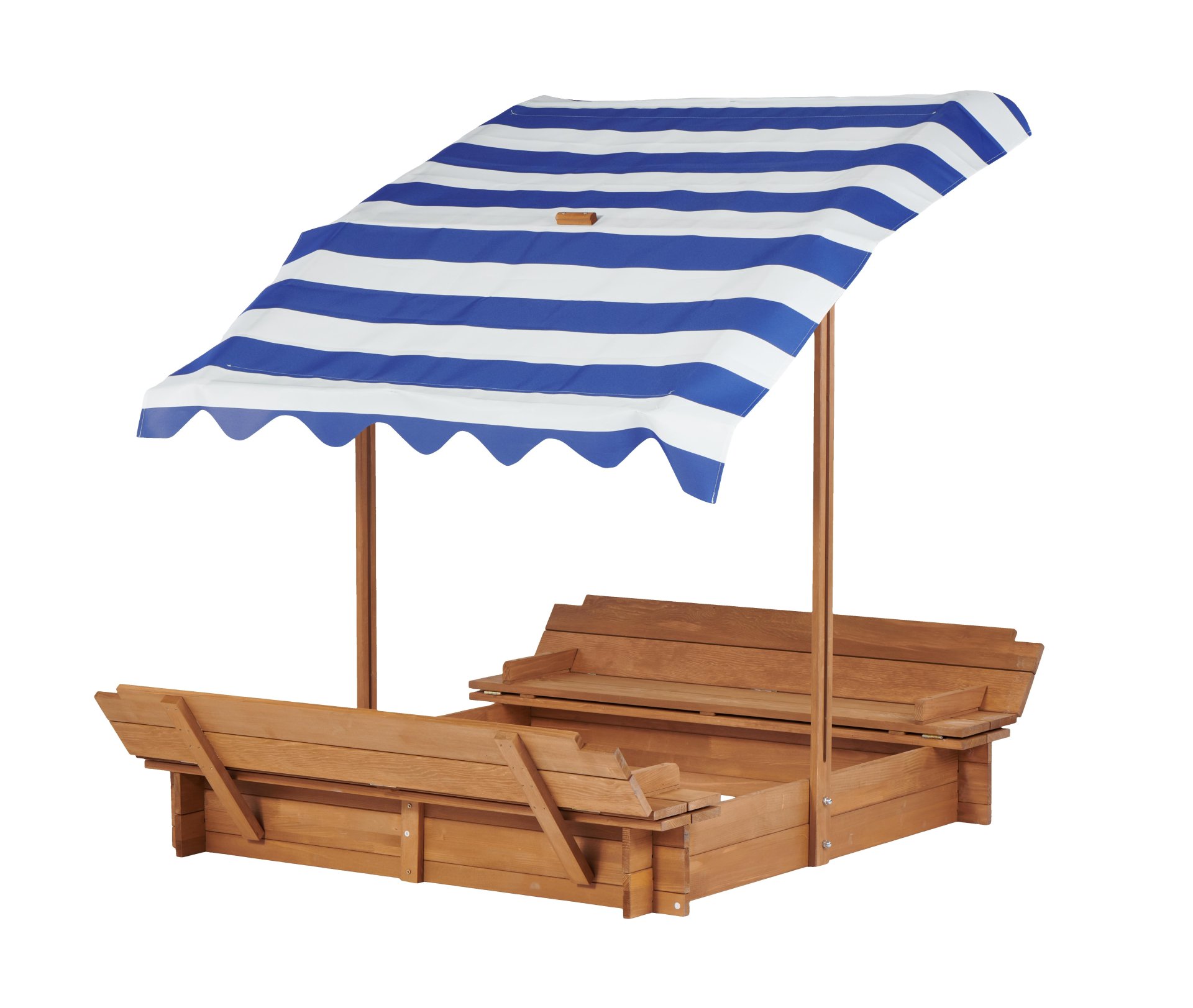 Kids Sandbox With Adjustable Cover, Sand Box With 2 Foldable Bench Seats, Outdoor Sandpit For Backyard Play - Light Brown - Image 15