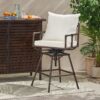 Industrial Outdoor Patio Plumber'S Iron Frame Swivel Barstool With Cushions, Height Adjustable - Black / Copper - Image 4