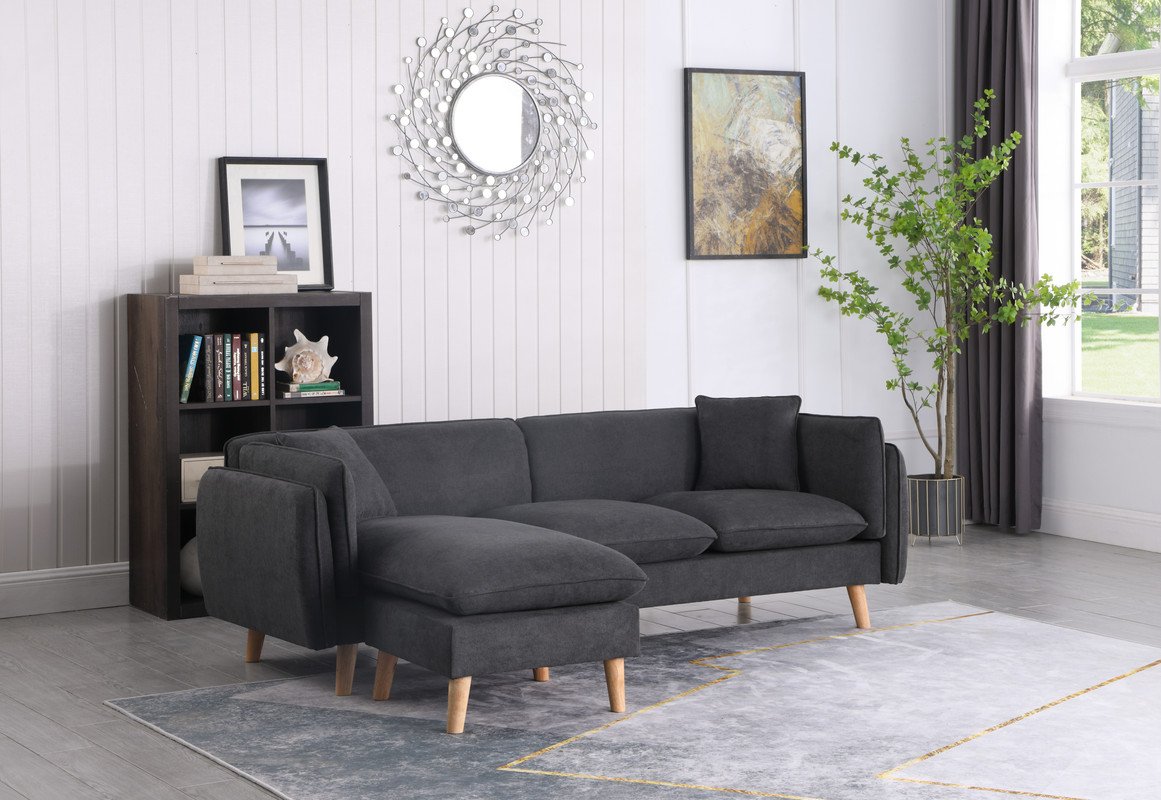 Brayden - Fabric Sectional Sofa Chaise - Dark Gray - Image 2