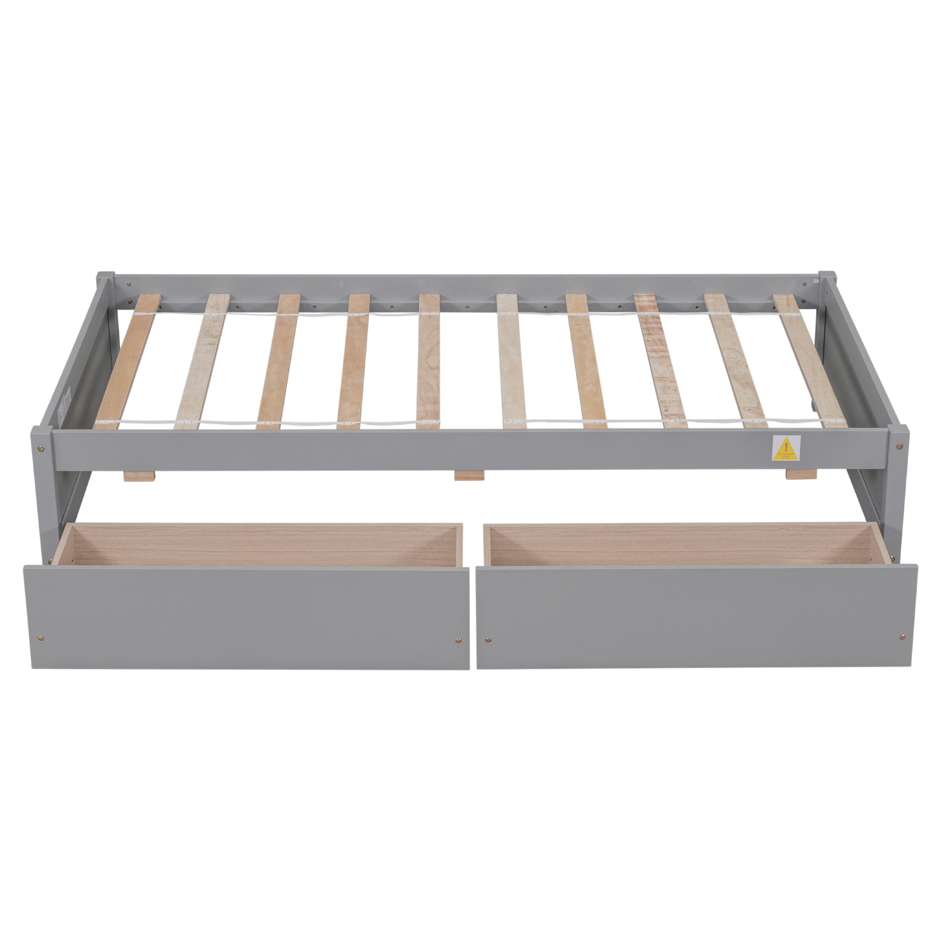 Twin Bed With 2 Drawers, No Box Spring Needed - Gray - Image 13