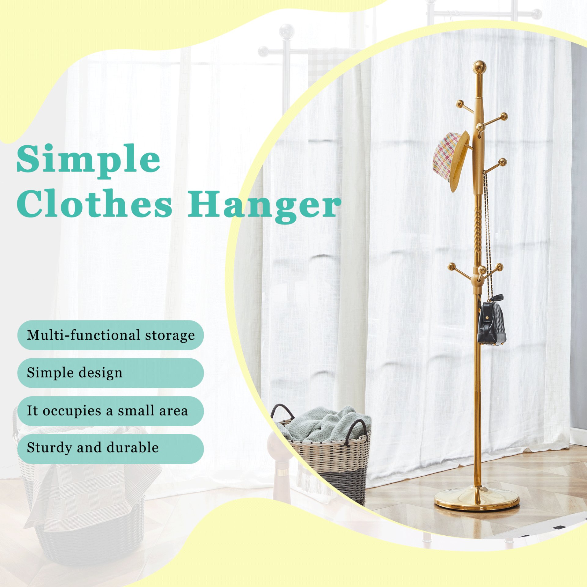Modern Stainless Steel Spray Painted Hanger With Reinforcement 72" Raised Design Optional - Gold - Image 7