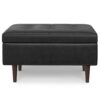 Shay - Mid Century Small Coffee Table Storage Ottoman - Distressed Black - Image 2