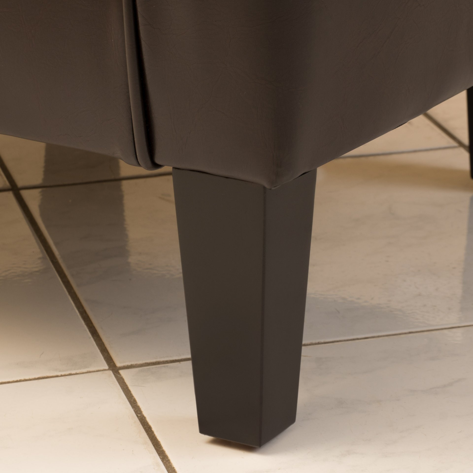 Faux Leather Club Chair With Curved Backrest - Brown - Image 9