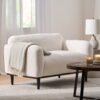 Sway - Upholstered Loveseat With Wood Legs And Round Arms - White - Image 4